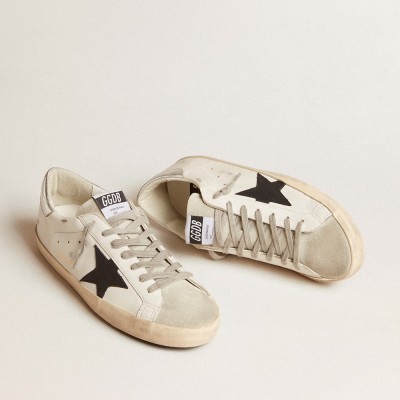 Golden Goose Super-Star With Black Nubuck Star And Silver Leather Heel Tab GMF00101.F005769.10602