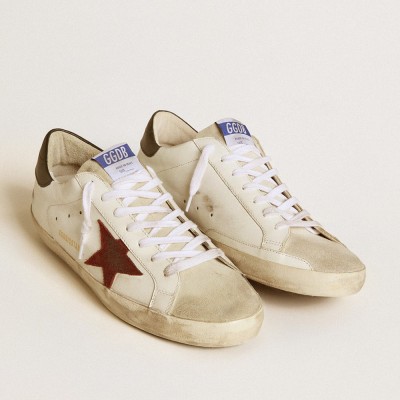 Golden Goose Super-Star With Earth-brown Suede Star And Dark Green Leather Heel Tab GMF00101.F000338.80303