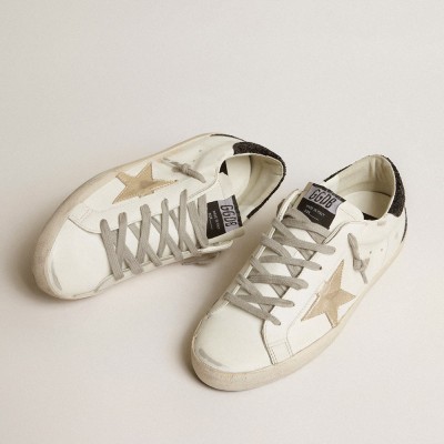 Golden Goose Super-Star With Gold Star And Black Glitter Heel Tab GWF00102.F005076.11538