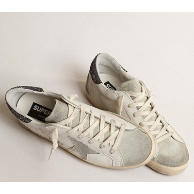 Golden Goose Super-Star With Gray Star And Dark Gray Glitter Heel Tab GWF00102.F004108.11166