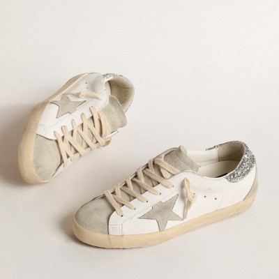 Golden Goose Super-Star With Gray Star And Silver Glitter Heel Tab GWF00102.F004712.10273