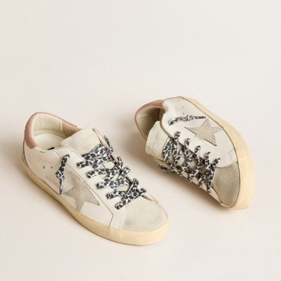 Golden Goose Super-Star With Ice-gray Star And Pink Lizard-print Heel Tab GWF00102.F005923.11868