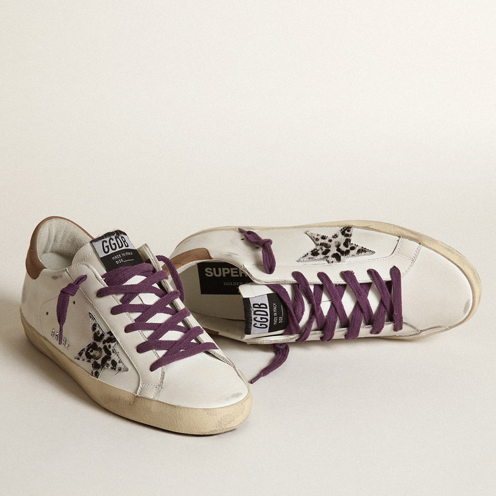 Golden Goose Super-Star With Leopard Pony Skin Star And Brown Nubuck Heel Tab GWF00101.F003183.11168