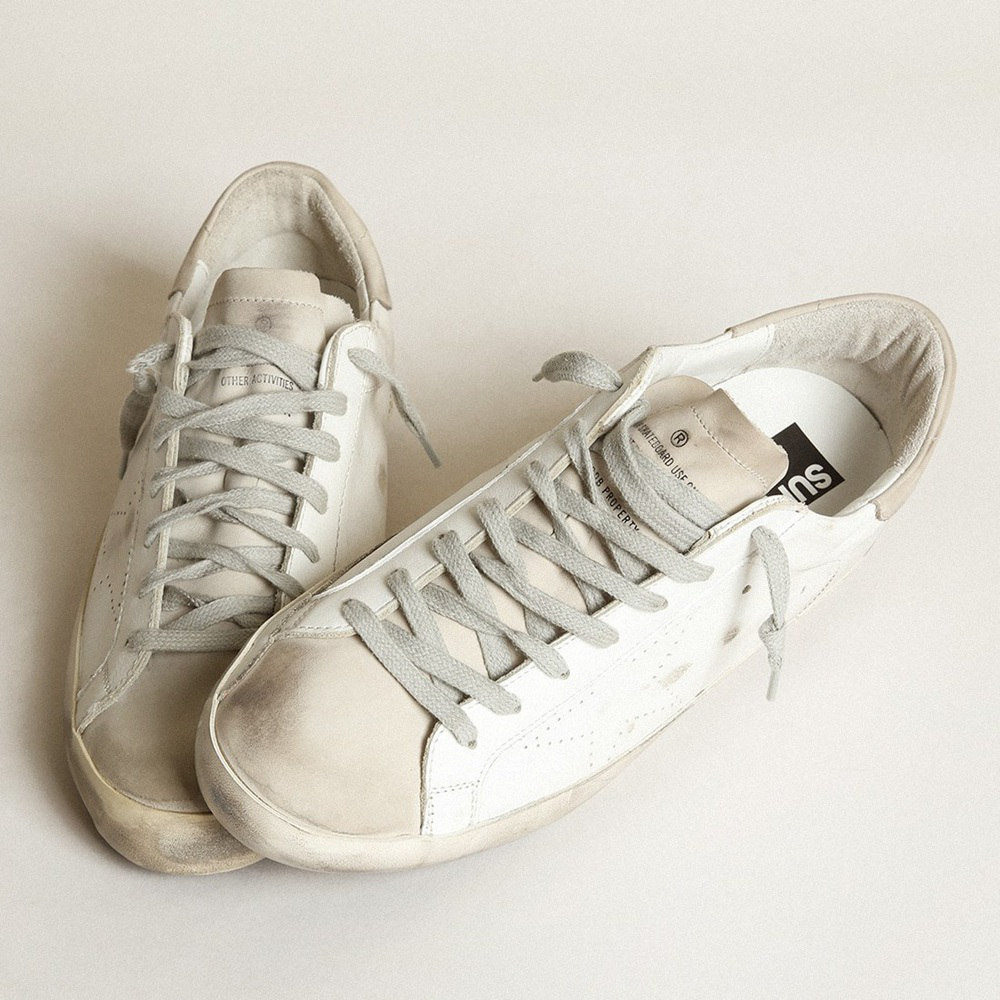 Golden Goose Super-Star With Perforated Star And Ice-gray Heel Tab GMF00105.F002942.10276