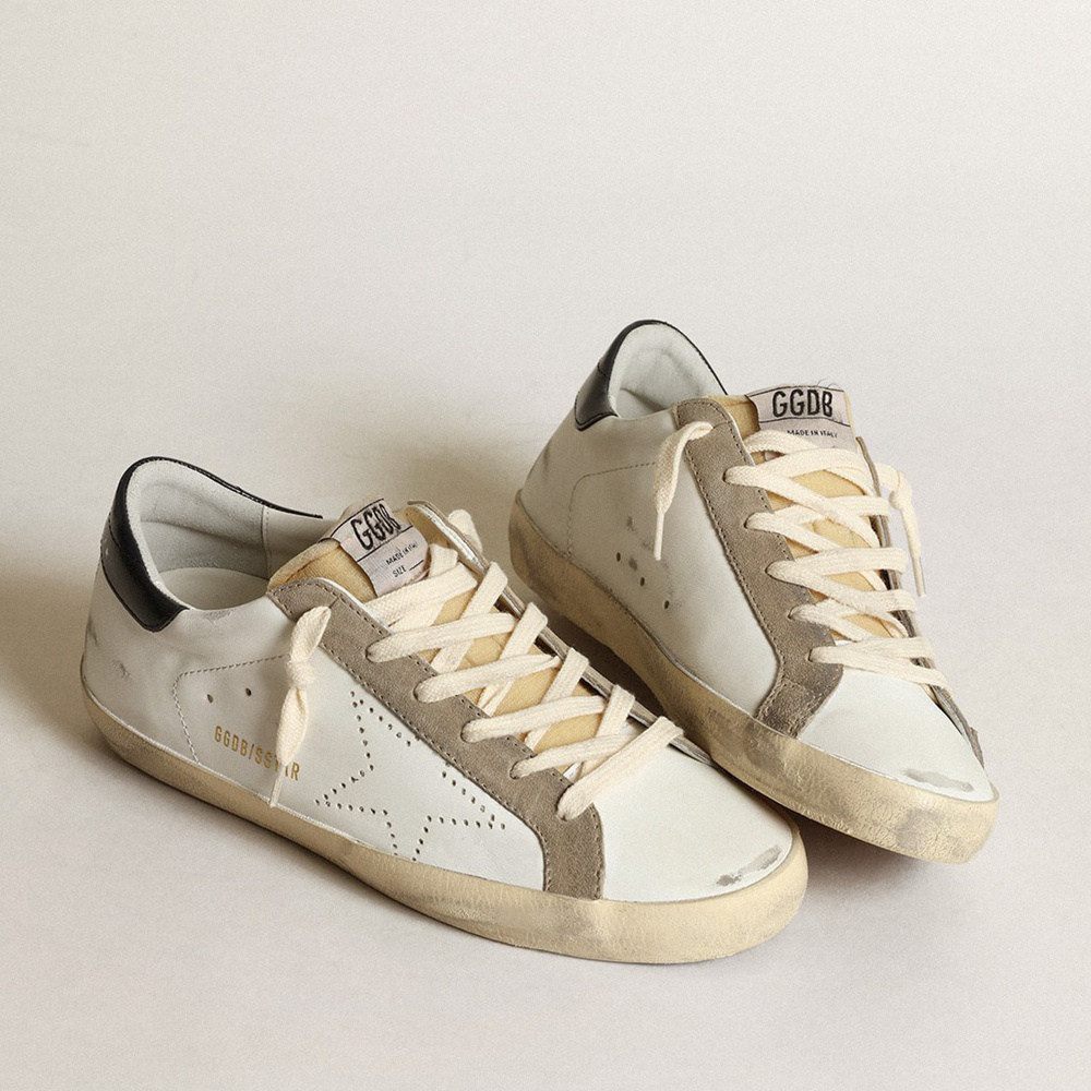 Golden Goose Super-Star With Perforated Star And Midnight Blue Heel Tab GWF00360.F003184.81753