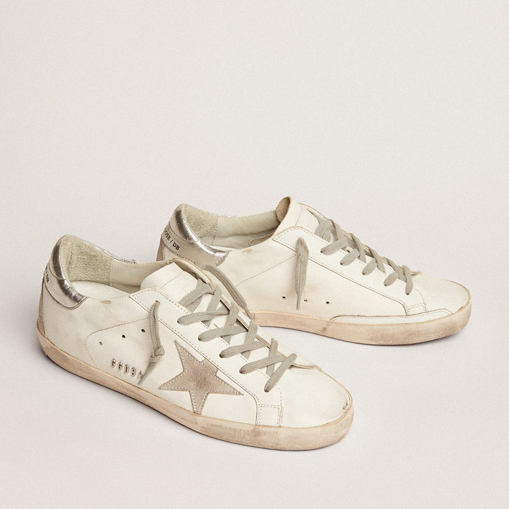 Golden Goose Super-Star With Silver Heel Tab And Metal Stud Lettering GWF00102.F000317.10273