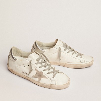 Golden Goose Super-Star With Silver Heel Tab And Metal Stud Lettering GWF00102.F000317.10273