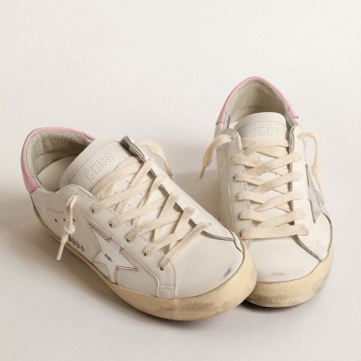 Golden Goose Super-Star With Silver Leather Star And Pink Heel Tab GWF00102.F004662.11531