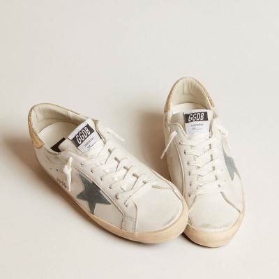 Golden Goose Super-Star With Suede Star And Platinum Snake-print Leather Heel Tab GMF00101.F005710.11816