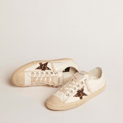 Golden Goose V-Star LTD In Nappa With Pony Skin Star And Silver Heel Tab GWF00129.F005031.81418