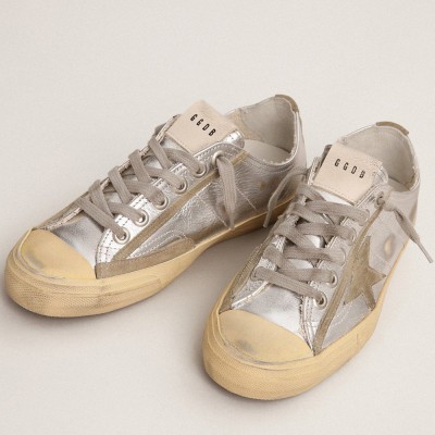 Golden Goose V-Star LTD In Silver Laminated Leather GWF00129.F003091.70136