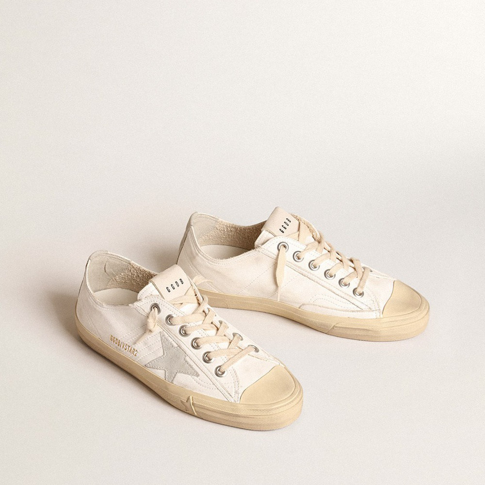 Golden Goose V-Star In Nappa Leather With Ice-gray Suede Star And Heel Tab GWF00129.F005028.10276