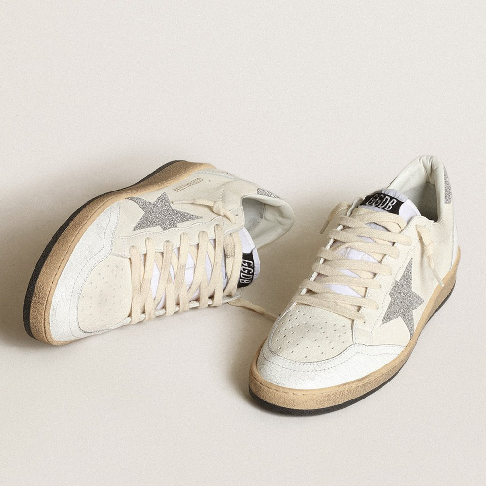 Golden Goose White Ball Star With A Swarovski Crystal Star And Heel Tab GWF00117.F003430.80185