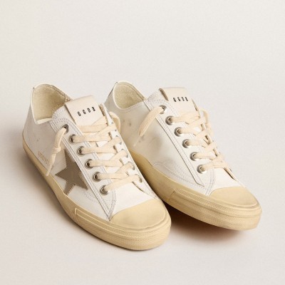 Golden Goose White Bio-based V-Star With Dove-gray Leather Star GWF00129.F005909.10961